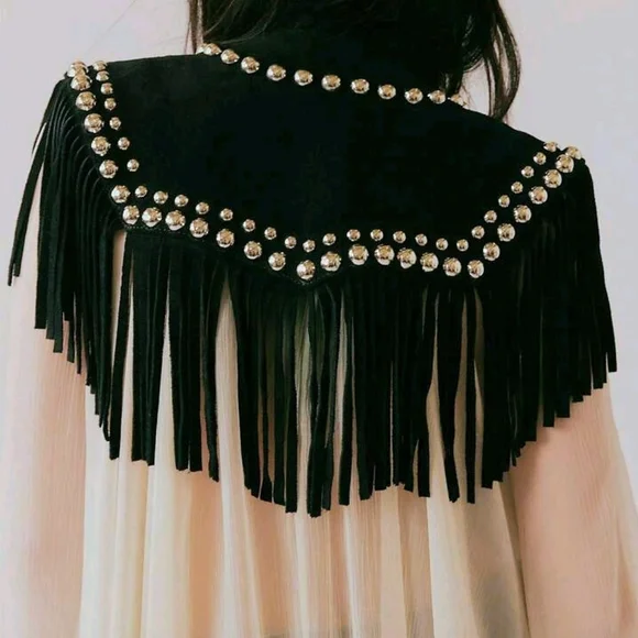 Black Faux Suede Collar With Silver Studs - Picture 4 of 4